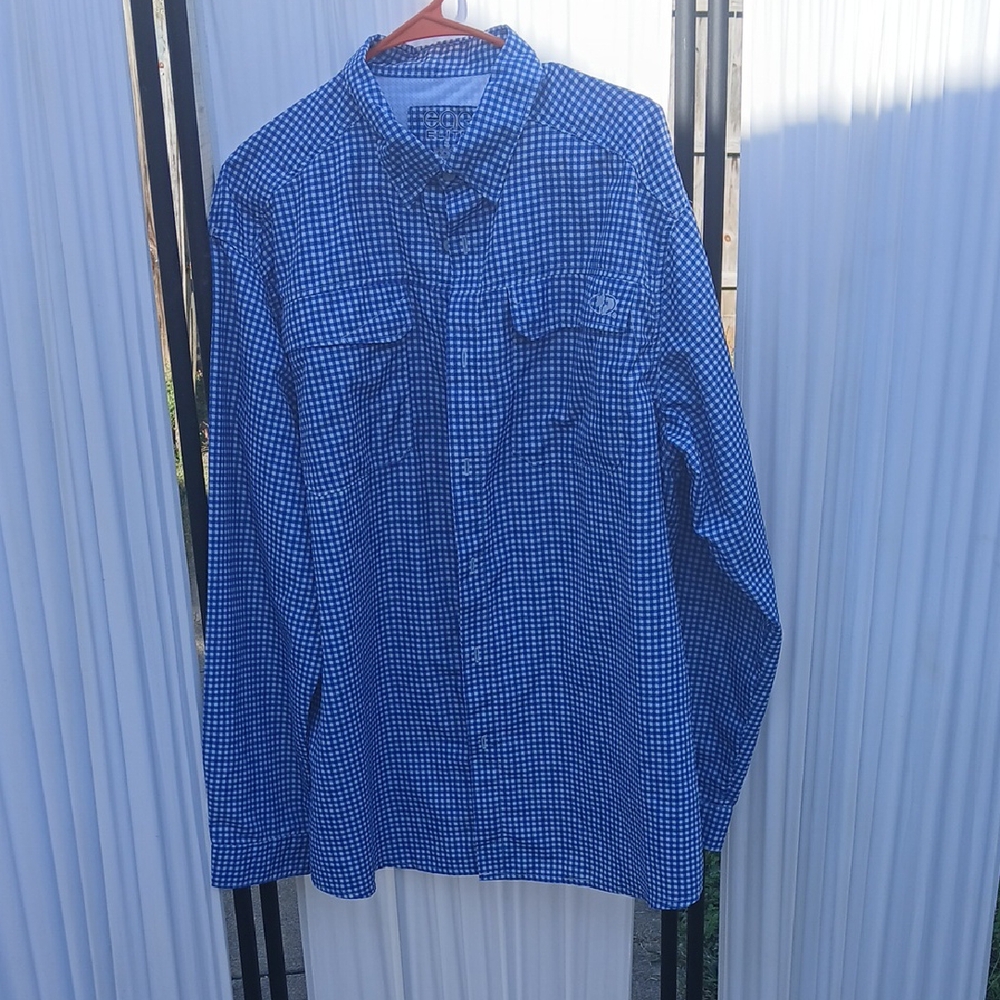 Realtree Blue and White Checkered Dress Shirt